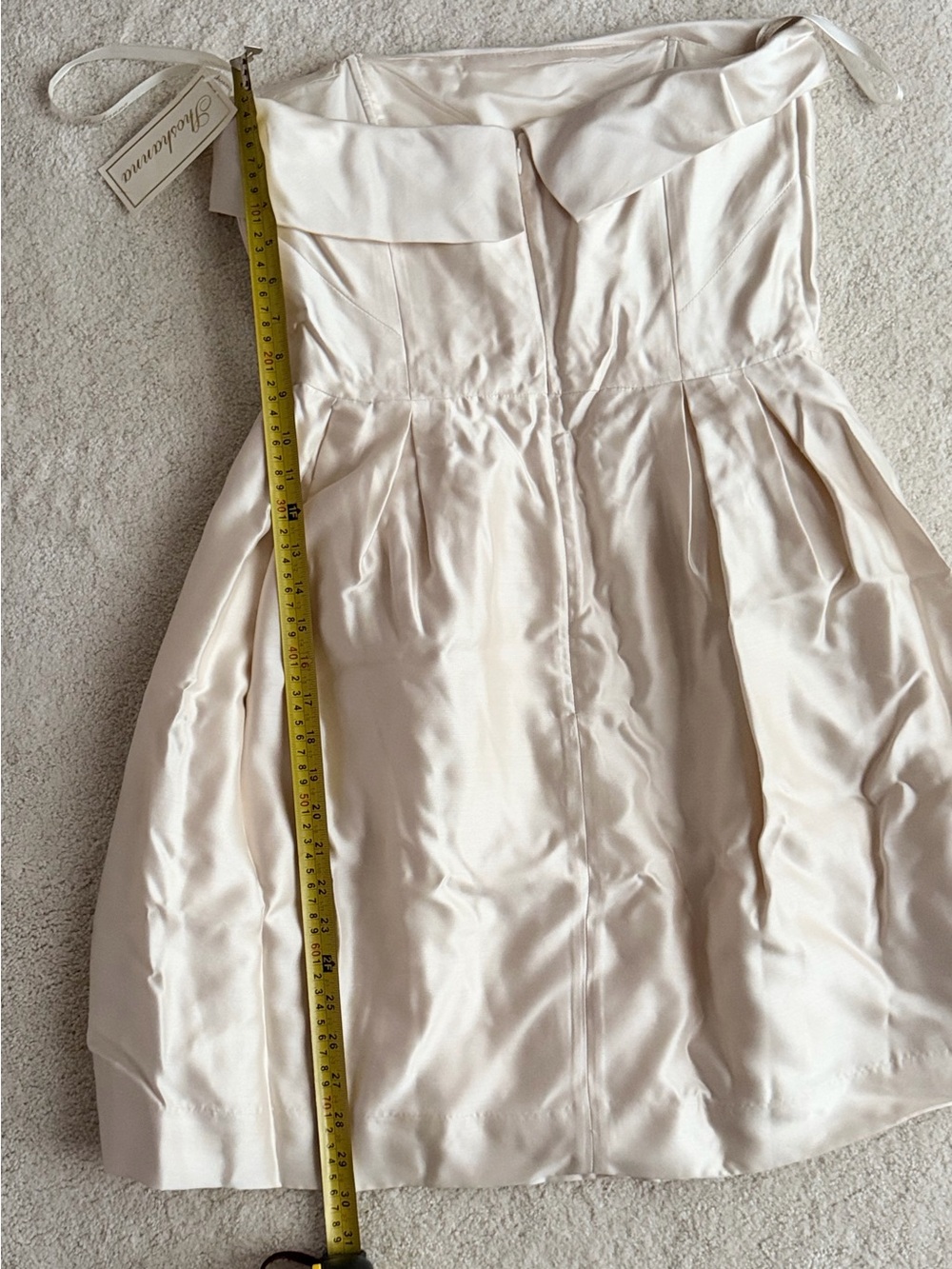 Shoshanna Strapless Satin Party Dress in Ivory